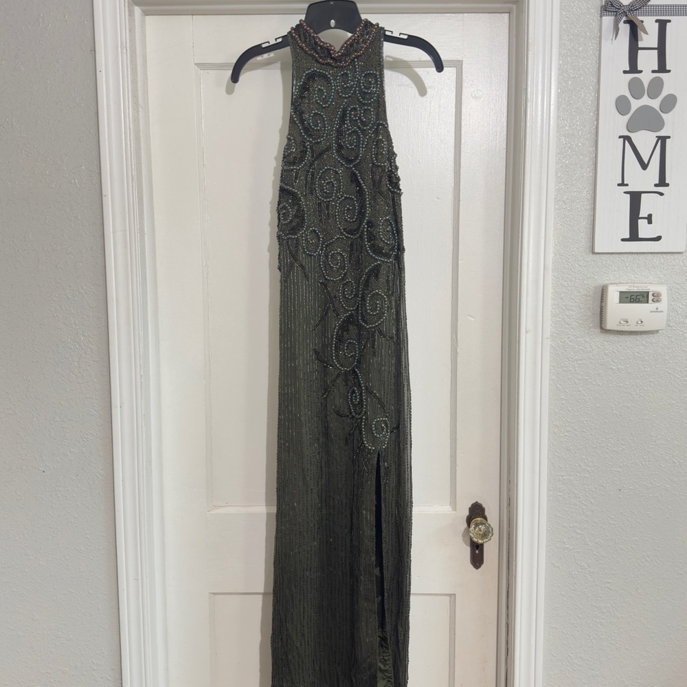 Vintage Elegant Green Maxi Dress
